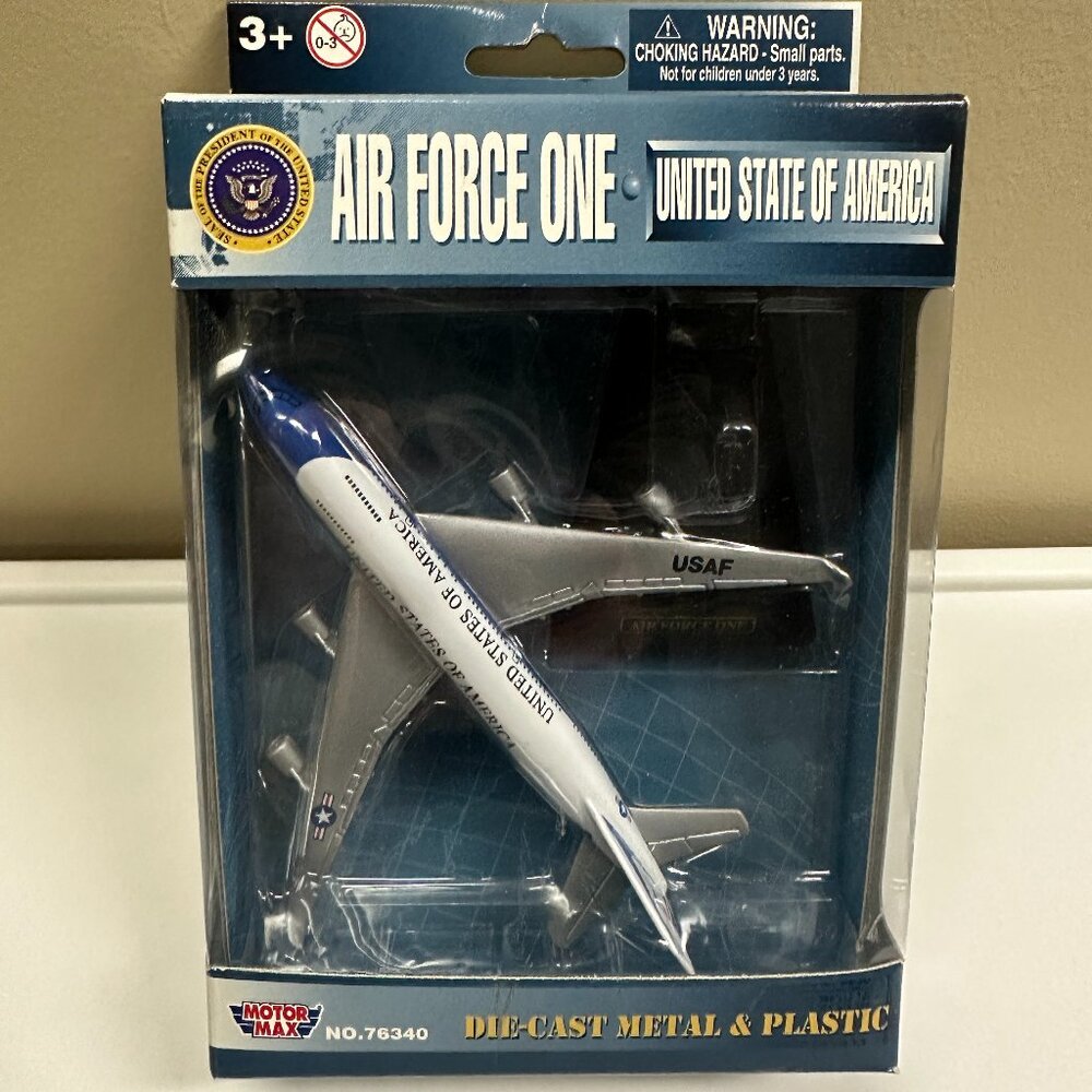 AIR FORCE ONE [THE PRESIDENT PLANE], [MOTOR MAX BRAND] DIE CAST METAL TOY